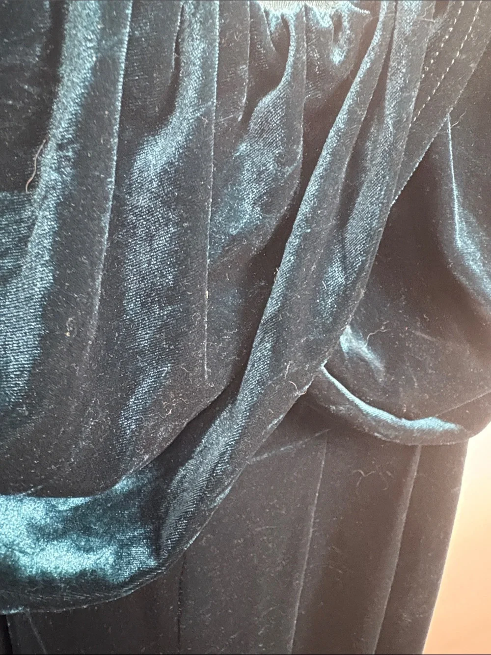 Cider Teal Velvet Draped Wide-Leg Jumpsuit - Picture 6 of 13